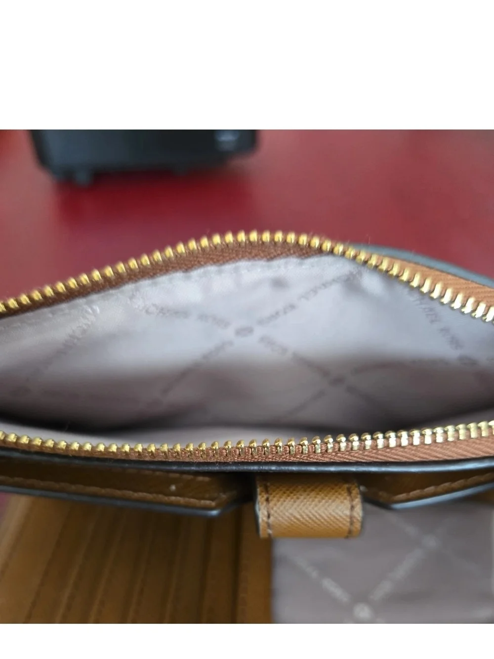 Michael Kors Tan Leather Zip Wallet Wristlet